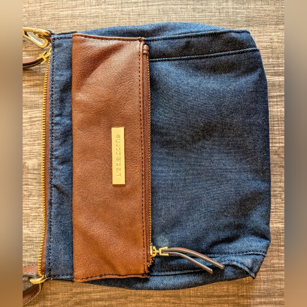 Liz Claiborne Denim And Leather Crossbody Bag - Picture 3 of 16